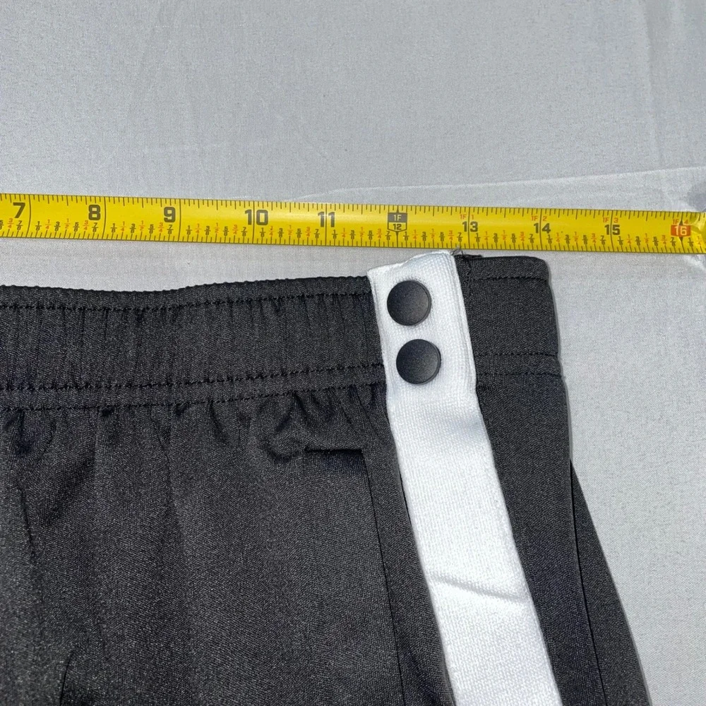 Deyeek Mens Snap Button Track Pants Black White Stripe Side Tearaway Size M